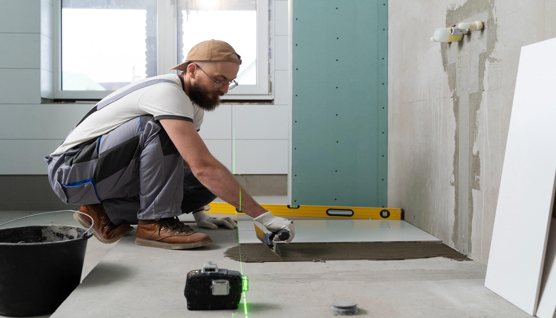 Fontanero trabajando en una reforma de baño en Sevilla